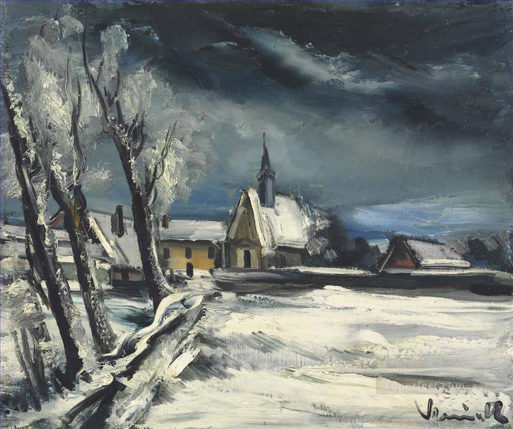 Iglesia en la nieve Maurice de Vlaminck Christian Catholic Pintura al óleo